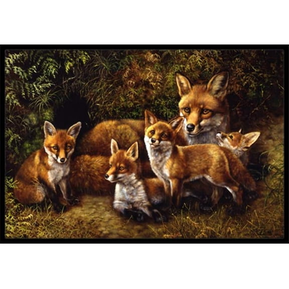 Fox Family Foxes by Daphne Baxter Indoor or Outdoor Mat, 24 x 36