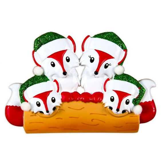 Fox Family Of 4 Personalized Christmas Ornament DO-IT-YOURSELF