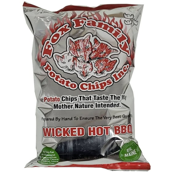 Fox Family Potato Chips, 7oz, Made in Maine - Gluten Free (BBQ)