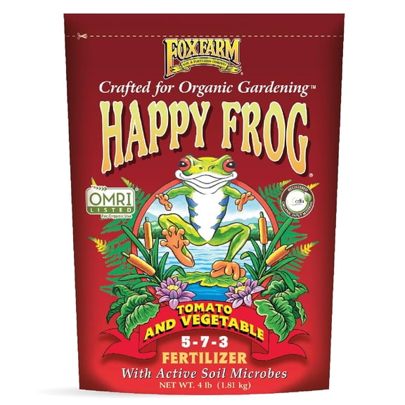 Fox Farm Happy Frog Tomato and Vegetable Fertilizer - Dry Tomato Fertilizer for Strong Growth, Plant Resistance, and Root Efficiency, NPK 5-7-3 (4 lb Bag)
