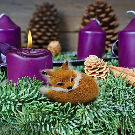 Fox Figurine, Czzoypi Realistic Mini Fox Pendant Ornament, Handmade Plush Animal Toy Craft for Home Decor Gift