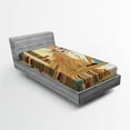 thumbnail image 1 of Fox Fitted Sheet, Animal Theme a Fluffy Wild Fox in the Forest and Tree Trunks Design Pattern Print, Soft Decorative Fabric Bedding, Twin Size, Pale Coffee, by Ambesonne, 1 of 2