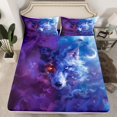 thumbnail image 1 of Fox Fitted Sheet Blue Purple Fog Twin Bed Sheets,Goth Woodland Animals Sheets Exotic Wildlife Bedding Set,Boho Bedroom Decor,(No Top Sheet), 1 of 5