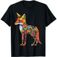 thumbnail image 1 of Fox Flower Artwork |Colorful Animal Motif Fox T-Shirt, 1 of 3
