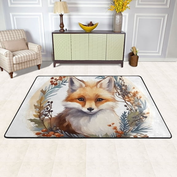Fox Flowers Area Floor Mats Soft Large Nursery Rugs Non-Slip Foam Carpets Living Room Doormat for Bedroom Dinning Decor 36" x 24"