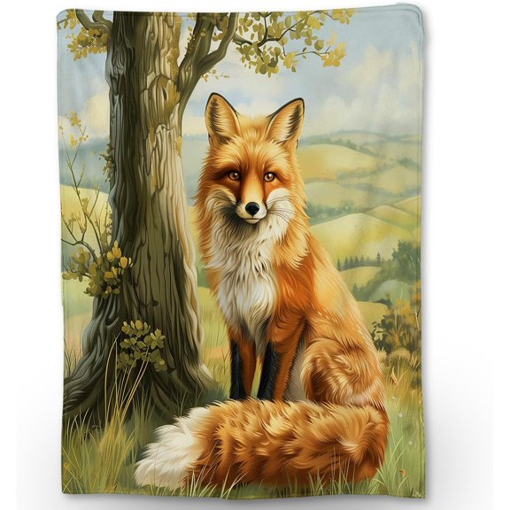 Fox and Flowers Blanket - Warm, Fluffy & Fuzzy Flannel Throw Blanket, Soft, Cozy & Lightweight Blankets for Couch, Bed, Travel & Outdoor Use, Ideal for Adults Women Girls 50×60 in