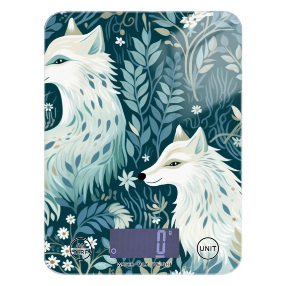 Fox Flowers Leaves Painting Food Scale Digital Kitchen Scale Waterproof Tempered Glass Tare Function 11 lb for Baking Cooking Meal Prep