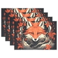 thumbnail image 1 of Fox Flowers Leaves Waves Floral 12×18 inch Placemats Heat Resistant Washable Foldable Rectangular Placemats Set Decoration Indoor Outdoor for Kitchen Dining Table 6PCs, 1 of 8