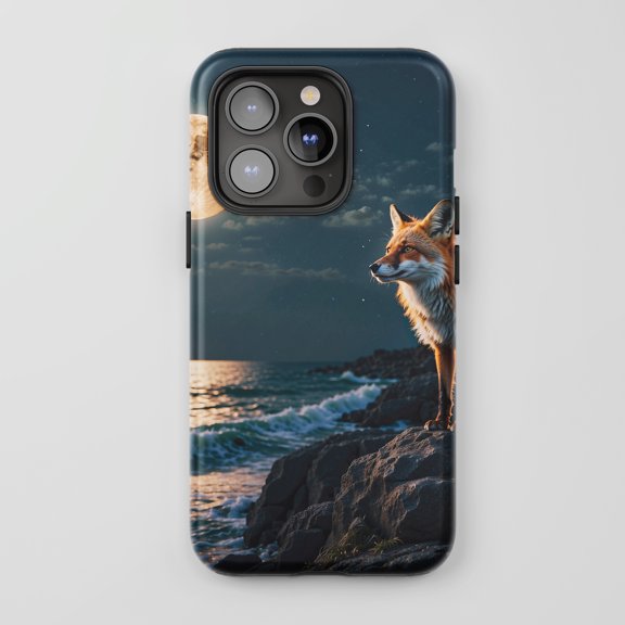 Fox For All iPhone Series Protective Phone Case Moonlit Night Nature Dark Blue