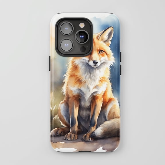 Fox For All iPhone Series Protective Phone Case Watercolor Nature Orange Blue