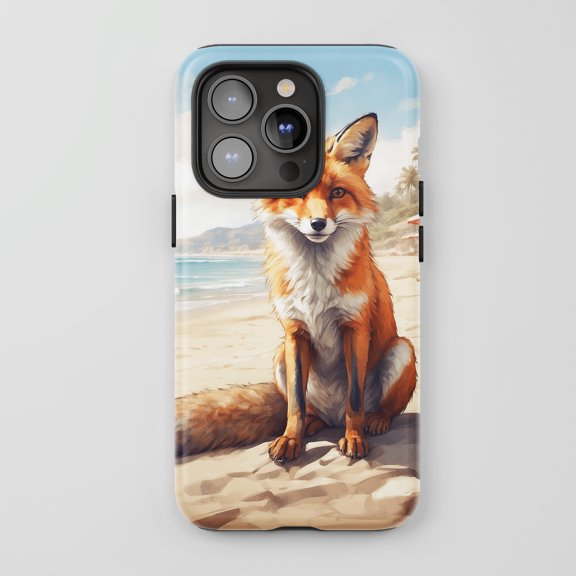 Fox For All iPhone Series Tough Phone Case Beach Theme Watercolor Art Multicolor