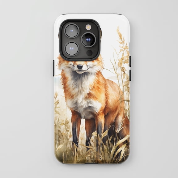 Fox For All iPhone Series Tough Phone Case Watercolor Nature Orange Brown White