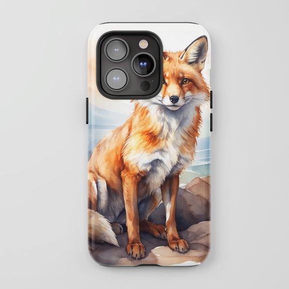 Fox For All iPhone Series Tough Phone Case Watercolor Nature Orange