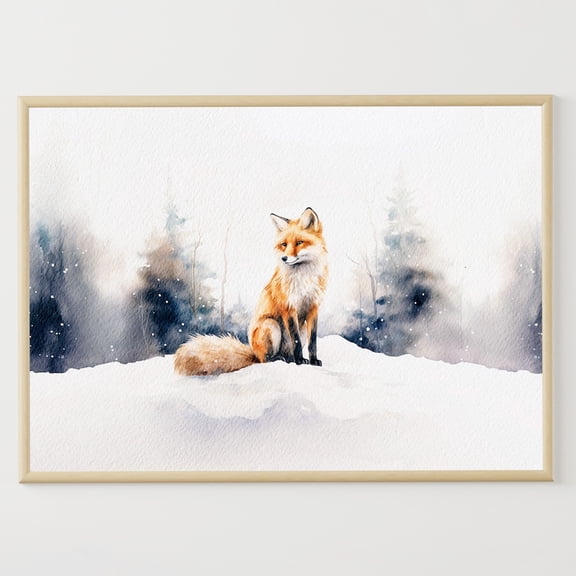 Fox Forest Animal Art Poster Woodland Wall Art Red Fox Poster, Unframed Poster Size 8x12
