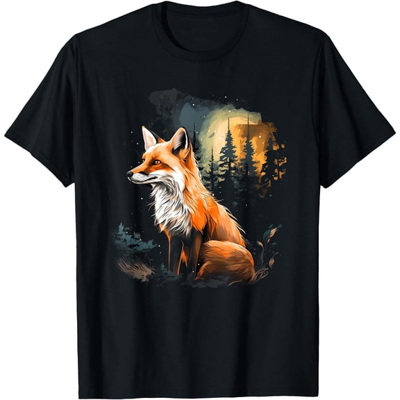 Fox Forest Nature Lover Mountains Hiking Camping Hunting T-Shirt, Birthday Gift