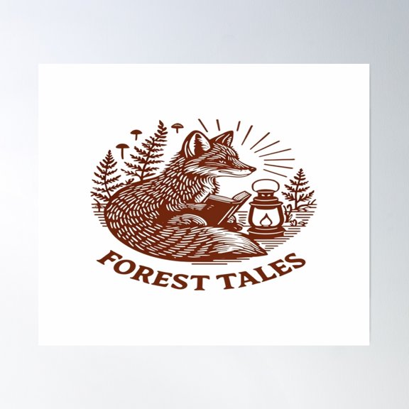 Fox Forest Tales Poster Wall Art, Modern Wall Decor, 8x12 UNFRAMED