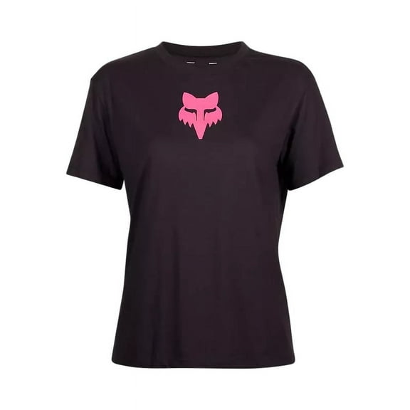 Fox Fox Head Basic Womens T-Shirt (Medium, Black/Pink)