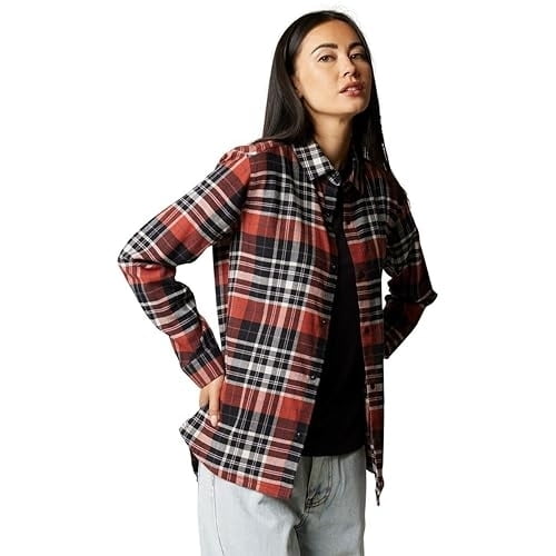 Fox Fox Lover Stretch Womens Flannel Copper (Medium, Brown Copper)