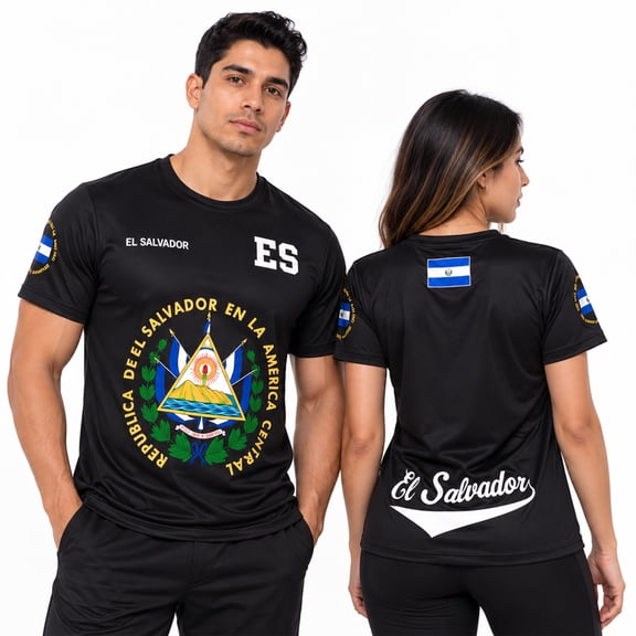 Fox & Fury El Salvador Black Soccer Jersey – Camiseta de Futbol Unisex for Men & Women, Lightweight Moisture Wicking Salvadoran Fan Shirt