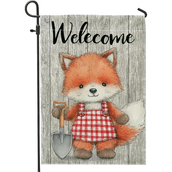Fox Garden Flag Double Sided Fall Outdoor Lawn Decor 12x18 Inch Orange Woodland Animal