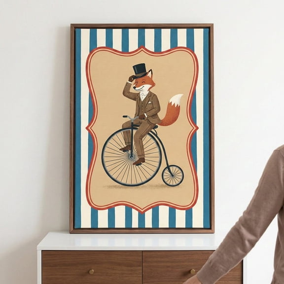 Fox Gentleman Penny Farthing Wall Decor Unframed Paper Print