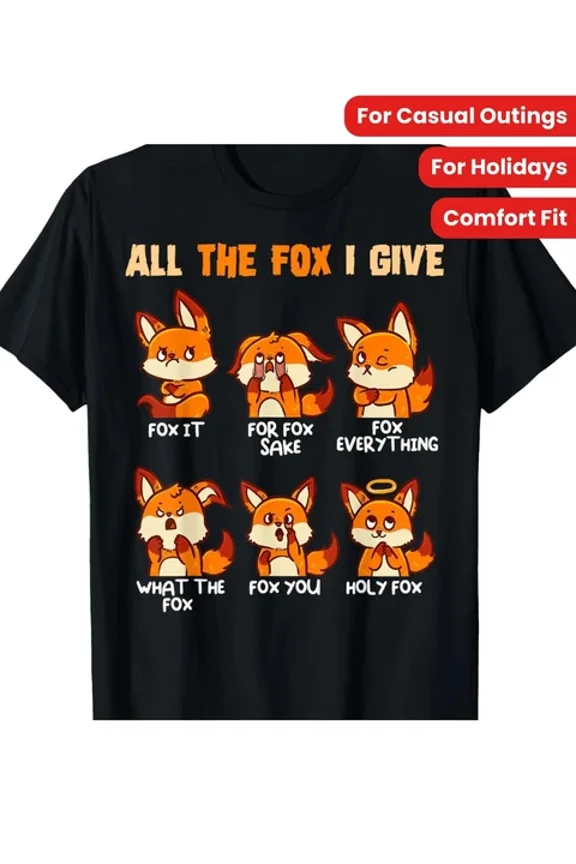 Fox Graphic Tee 100% Cotton, Comfort Fit For Men & Women Perfect For C