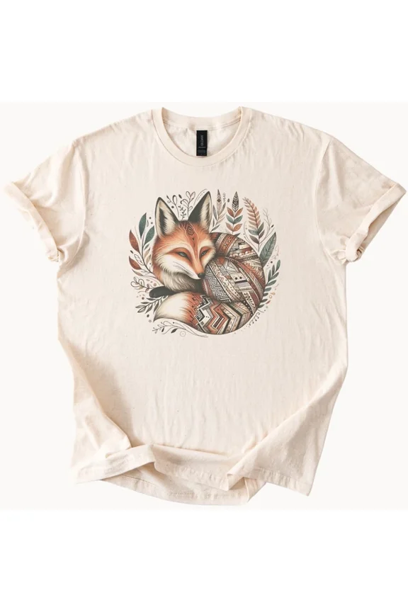 Fox Graphic Tee Boho Animal Shirt Cute Fox Tshirt Size S-5Xl Heygategoo Tee