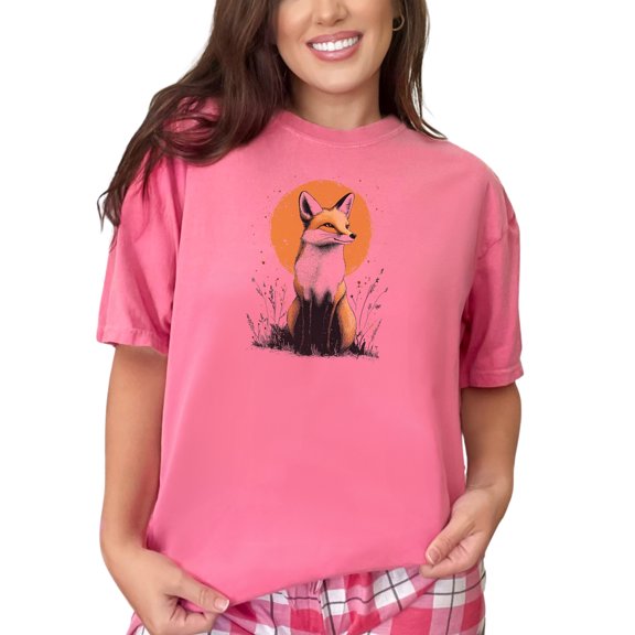 Fox Graphic Tee, Stylish Fox Print Shirt, Nature Inspired T-Shirt, Animal Lover Gift, Trendy Wildlife Tee, Cool Fox Design, Crunchberry Comfort Colors T-Shirt, Large