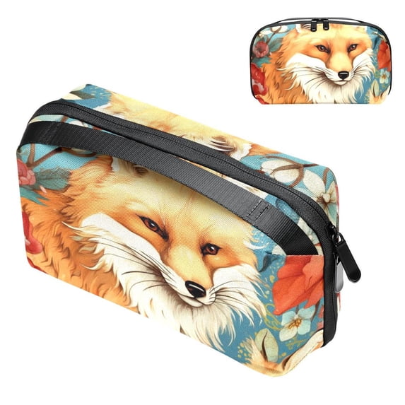 Fox Hard Drive Bag Travel Organizer Phone Charger Organizer Small Electronics Travel Organizer Waterproof Oxford Fabric 5.9x9.44x3.14 in