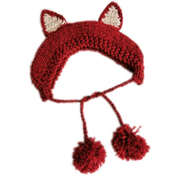 Fox Hat for Cat Beanies Knitted Winter Kitty Hat Solid Hip-Hop Skullies Hat Cap Accessory Gifts Warm Winter Lovely Chris