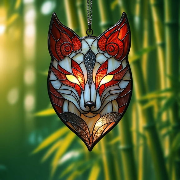 Fox Head 2D Flat Acrylic Suncatcher, Window Hanging, Glowing Sunset Light, Tribal Mystical Animal Decor, Nature Lovers Gift, Home Accent