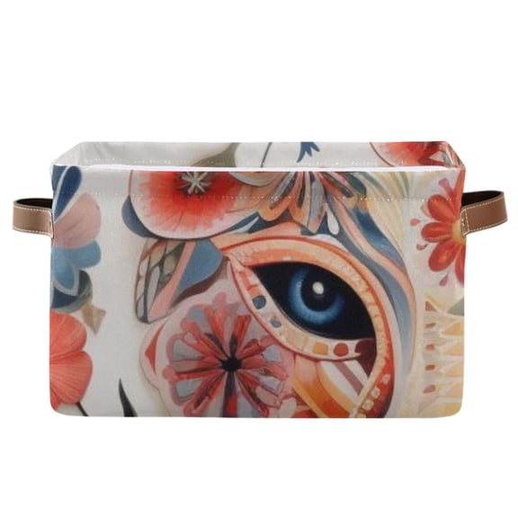 Fox Head Flowers Storage Bins Baskets With Handles Storage Box Clothes Organizer Organization Toys