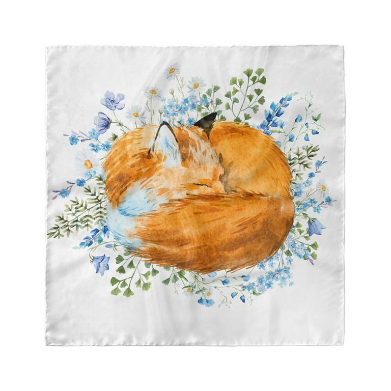 Fox Head Scarf Sleeping Fox Watercolors Head Wrap 3 Sizes by Ambesonne