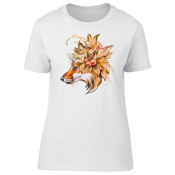 Fox Head With Autumn Leaves T-Shirt Women -Image by Shutterstock, Female Small