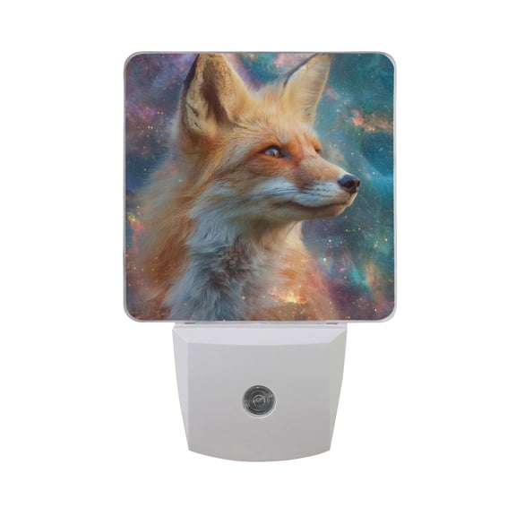 Fox Head with Nebula LED Night Light Sensor Lamp Plug-in Adjustable Brightness 2 Pack