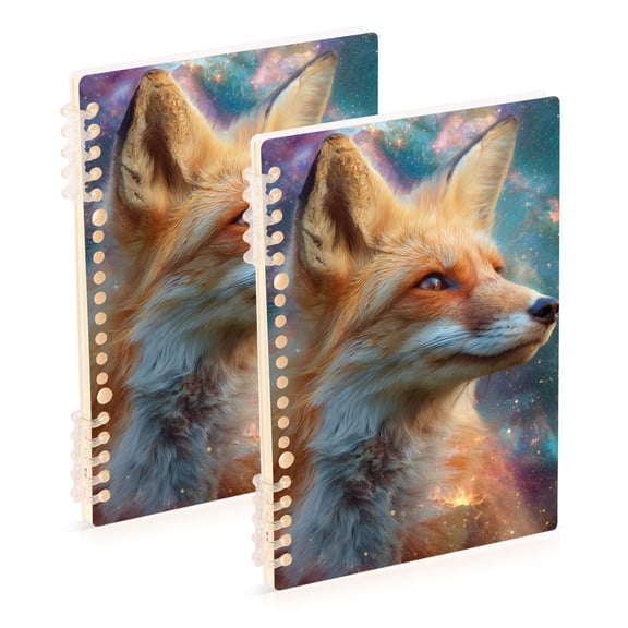 Fox Head with Nebula Notebook Detachable Coil Notebook Diary Plan Book A5 Size 60 Pages 1 Pack