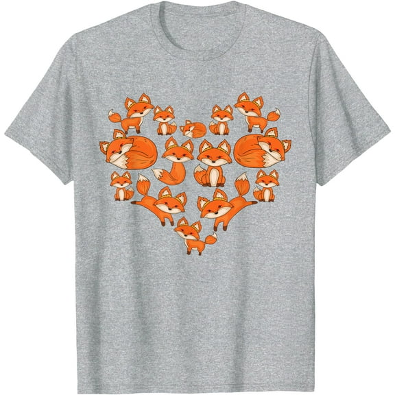 Fox Heart Gifts Poses Cute Fox Unisex T-Shirt for Men Women Kids