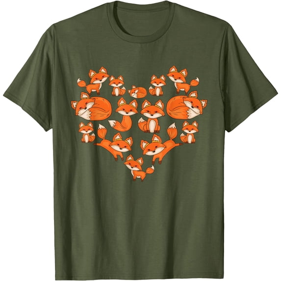 Fox Heart Gifts Poses Cute Fox Unisex T-Shirt for Men Women Kids