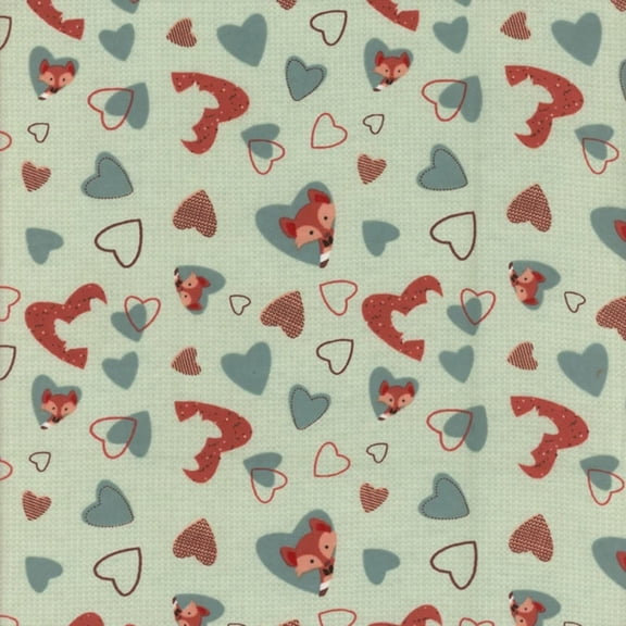 Fox Heart - Sage Flannel Fabric