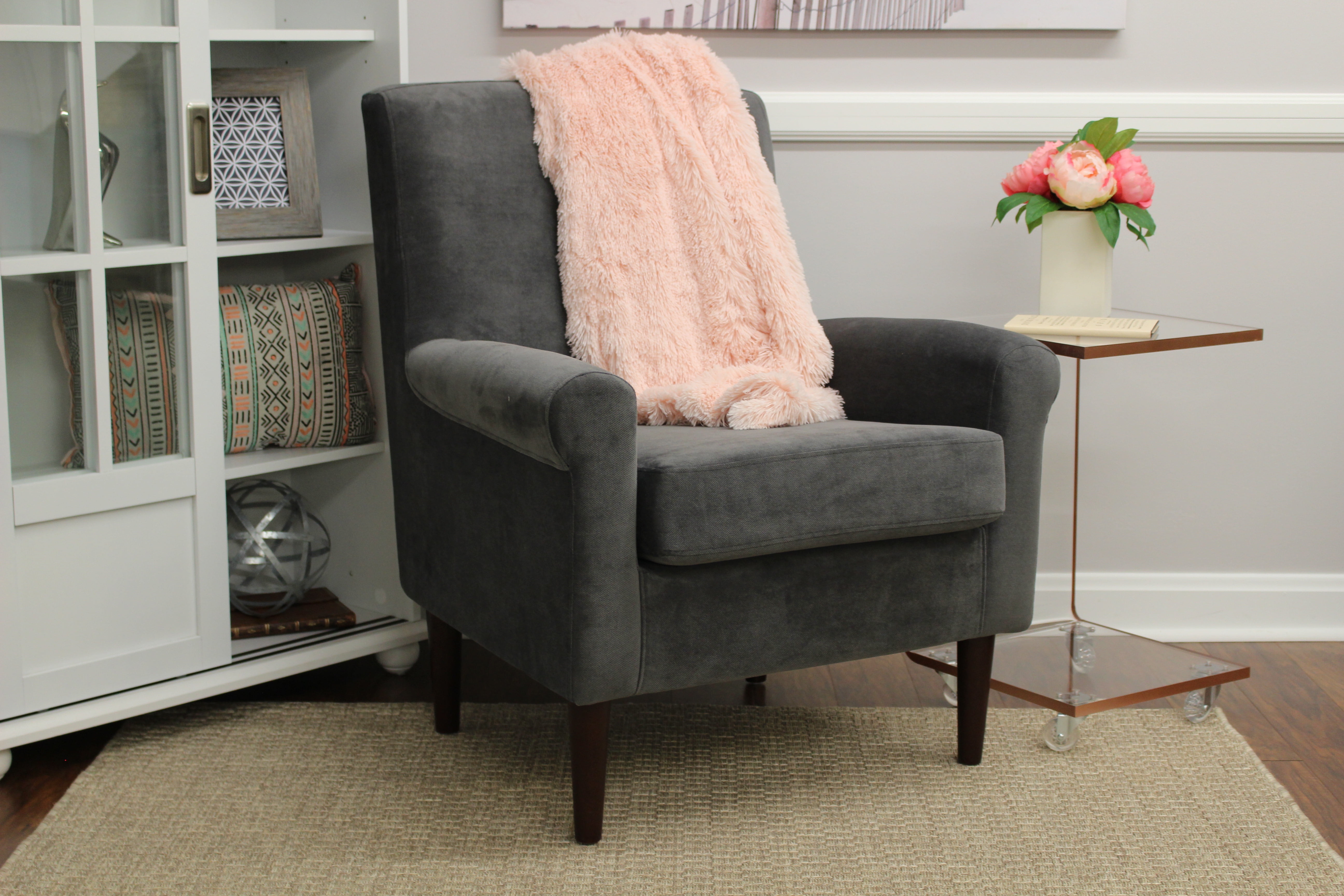 Fox Hill Ellis Rolled Arm Lounge Chair Dark Gray Walmart