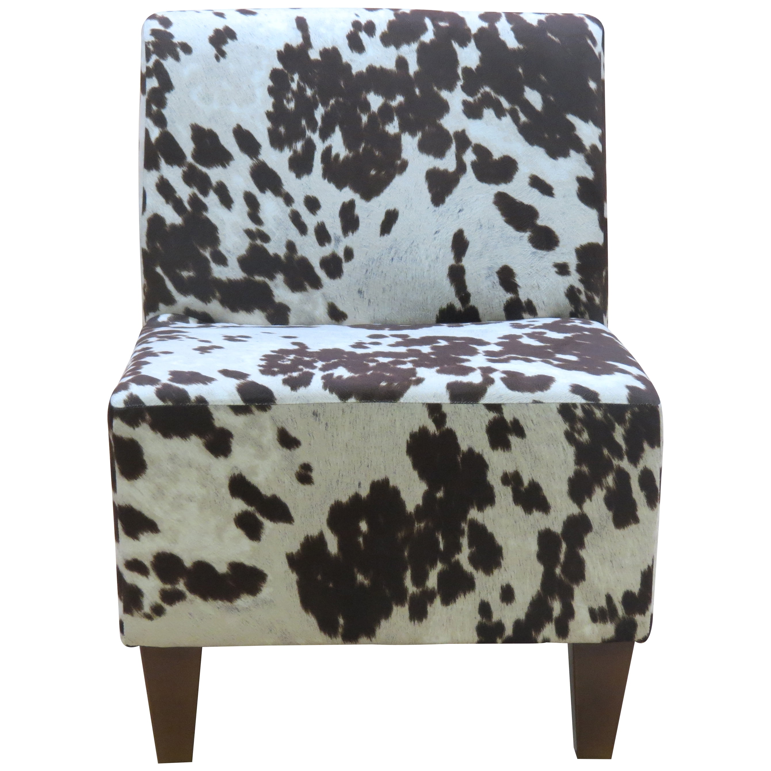 Fox Hill Trading Penelope Armless Slipper Chair, Black Cowhide