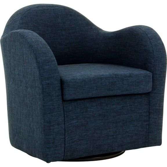 Fox Hill Trading Big Max 19"H Jitterbug Fabric Swivel Barrel Chair in Navy Blue