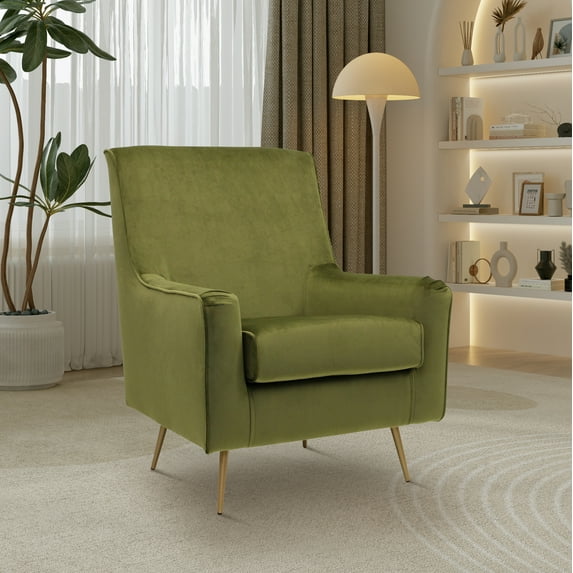 Fox Hill Trading Lana Velvet Accent Chair, Avocado Green