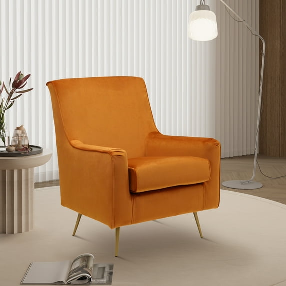 Fox Hill Trading Lana Velvet Accent Chair, Harvest Orange