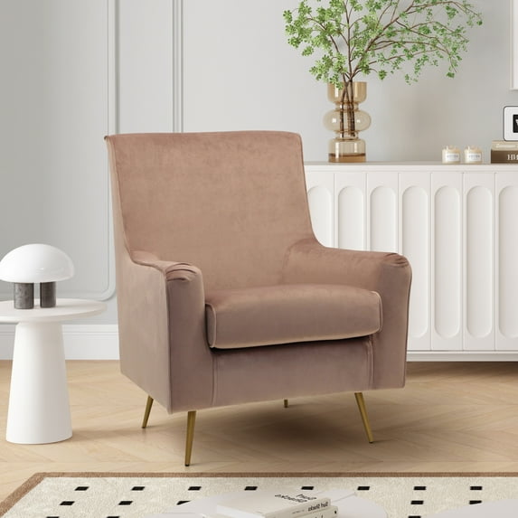 Fox Hill Trading Lana Velvet Accent Chair, Rose Pink
