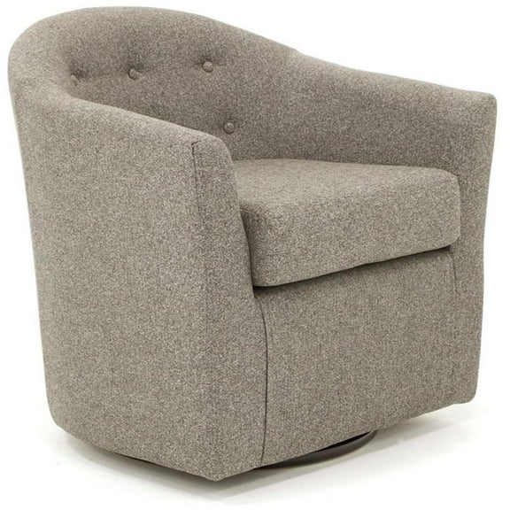 Fox Hill Trading Marissa Traditional Fabric Tufted Swivel Chair in Gray