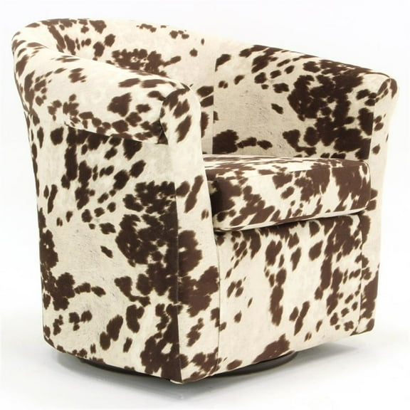 Fox Hill Trading Marlee Traditional Fabric Swivel Club Chair in Milky Brown