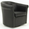 thumbnail image 1 of Fox Hill Trading Marlee Traditional Faux Leather Swivel Club Chair in Black, 1 of 4