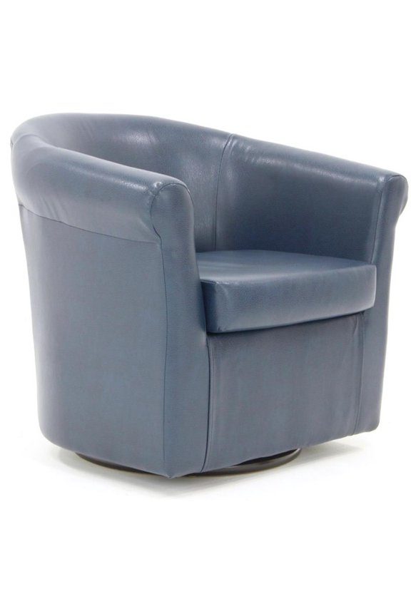 Marlee Traditional Faux Leather Swivel Club Chair in Purple