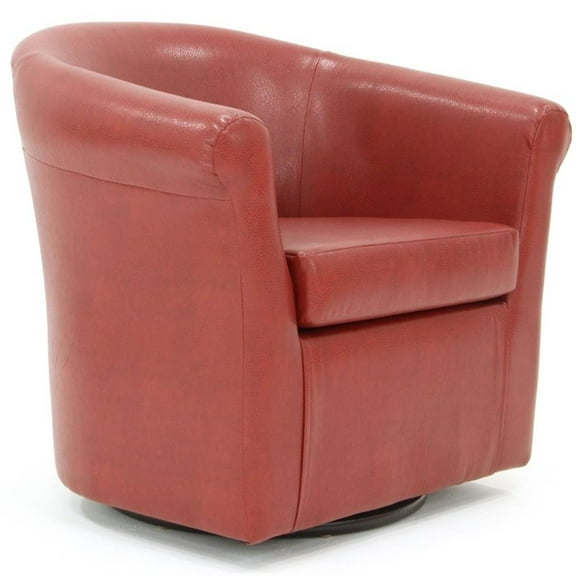 Fox Hill Trading Marlee Traditional Faux Leather Swivel Club Chair in Red